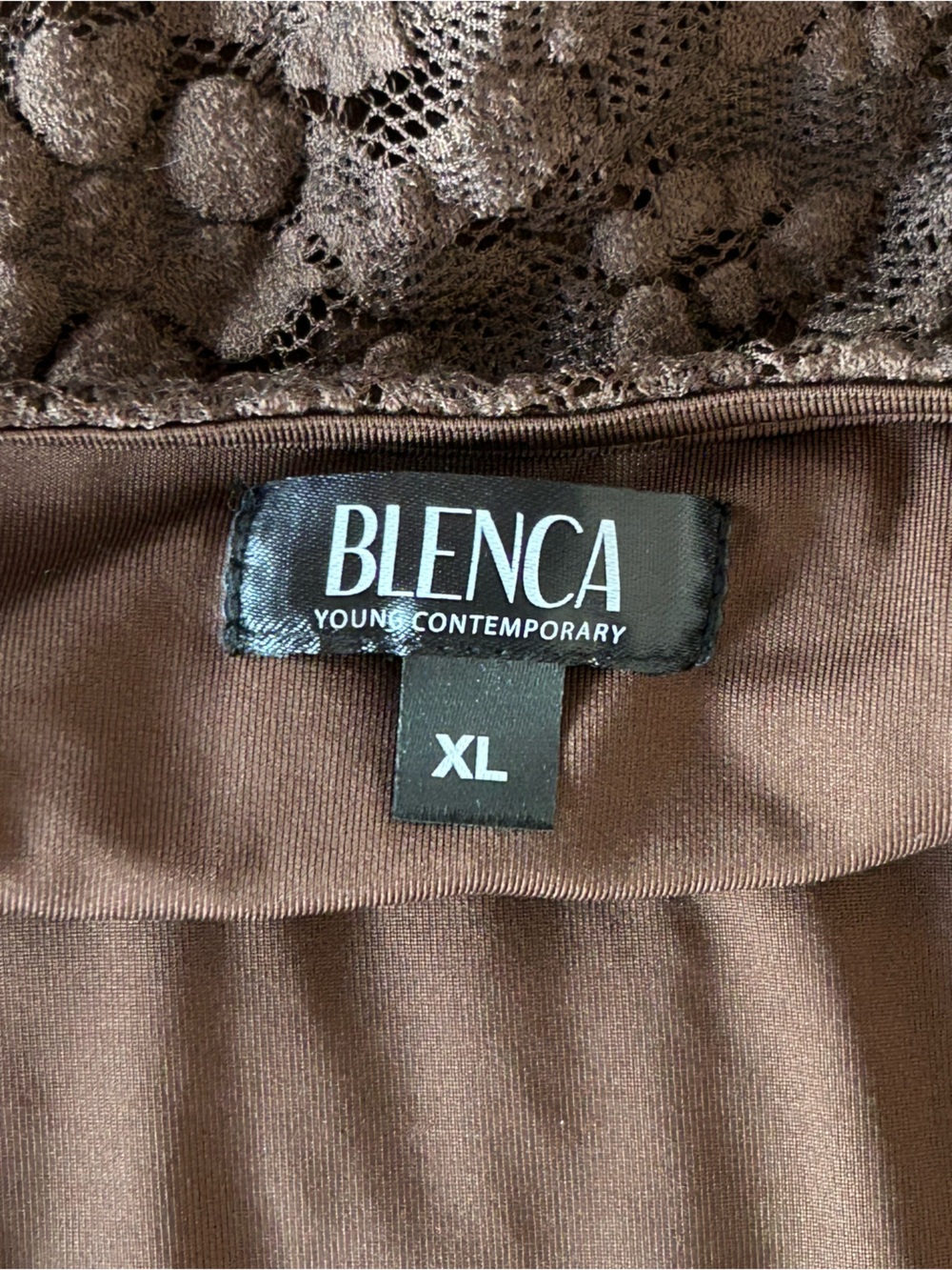 BLENCA Brown Lace-Trim Top - Brown